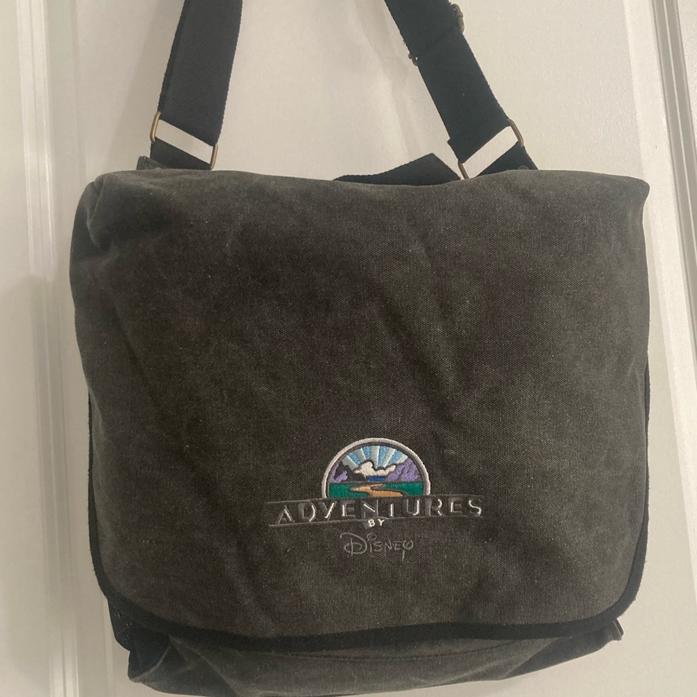 Disney Adventures Dark Distressed Gray Denim Cruise Travel Messenger Bag - Picture 3 of 9